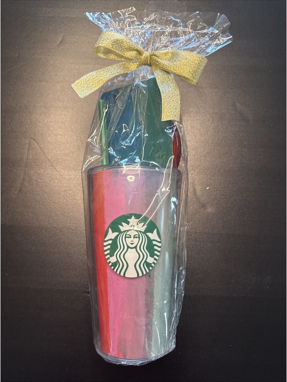 Starbucks Cold Brew Coffee Tumbler W/Lid 16 oz Cup Iridescent Design Holiday